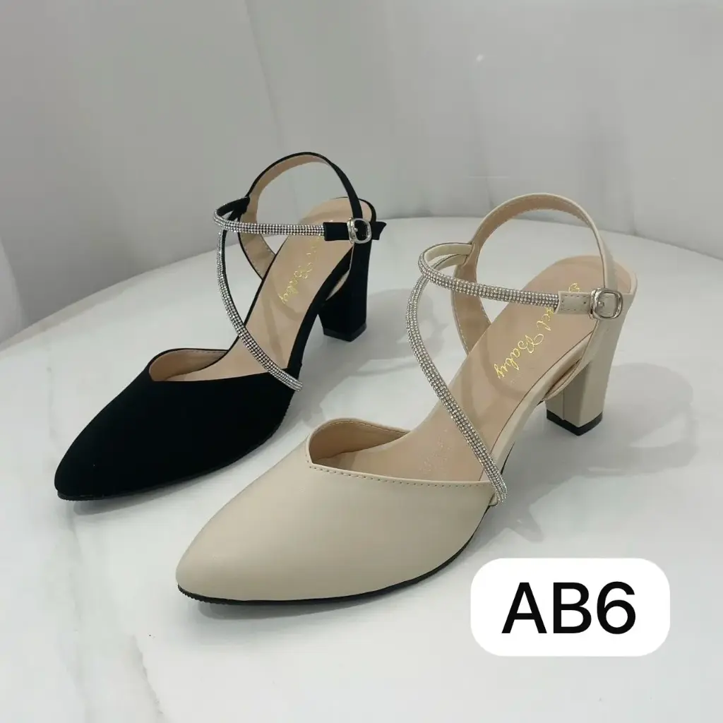 AB6 - Crystal-Strap Block Heels