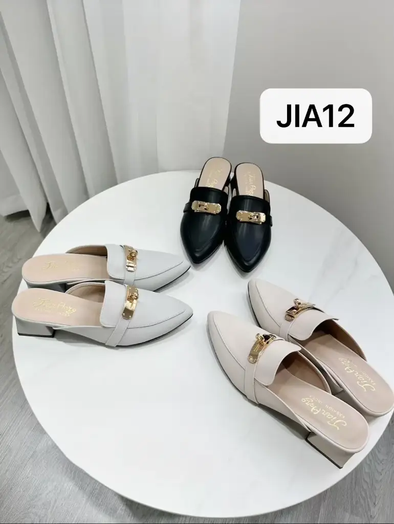 JIA12 - Metallic-Buckle Mules