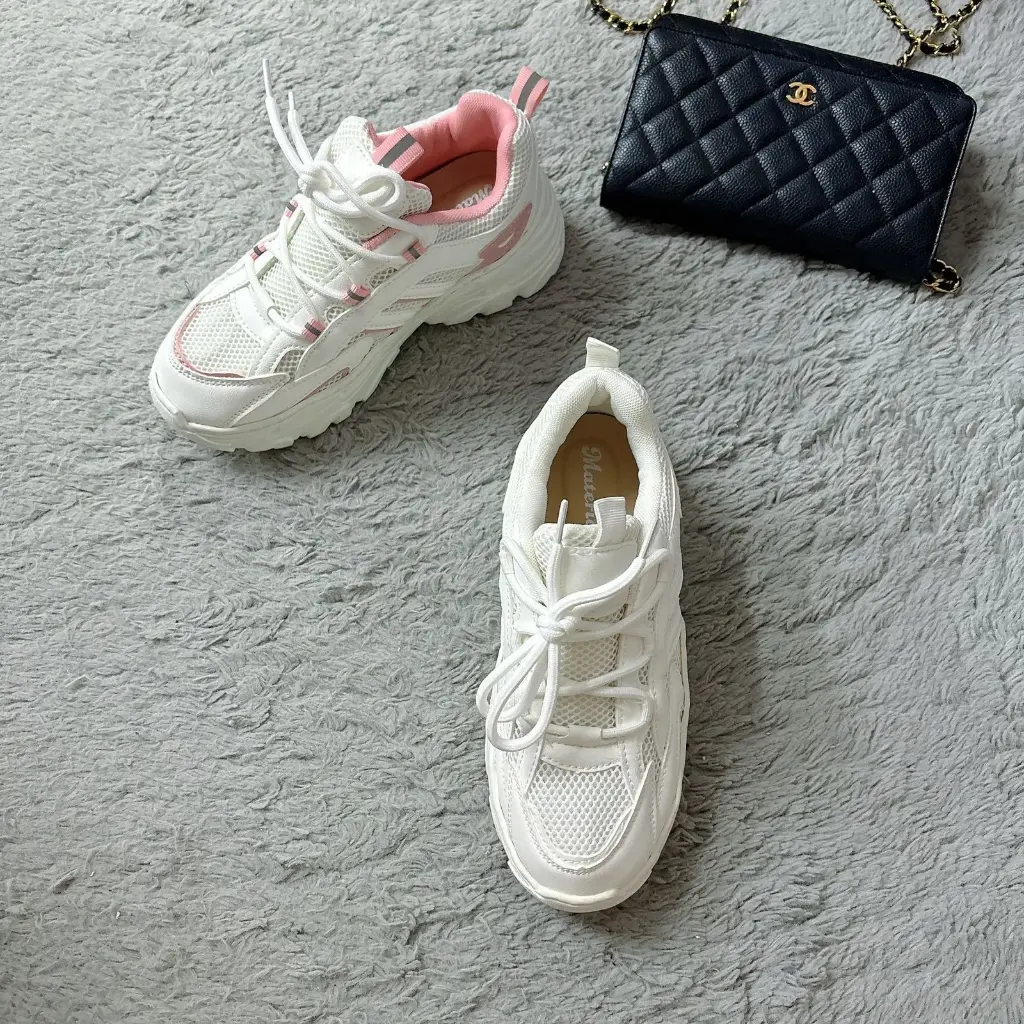 MA40 - Mesh Panel Chunky Sneakers (White, 38)