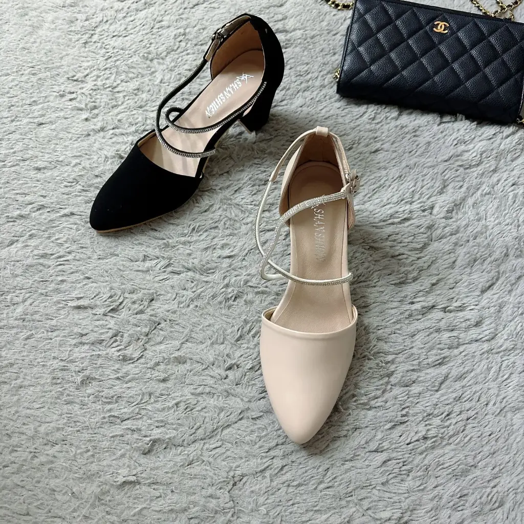 SHAN01 - Crystal-Strap Block Heels