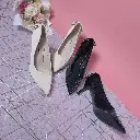 T216-25 - Textured Bow-Tie Pointed Heels