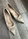T2727-7 - Pearl-Embellished Glitter Heels
