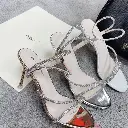 YU1 - Rhinestone-Strap Metallic Heels