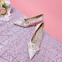 T2363-7 - Floral Pearl-Embellished Pointed Heels
