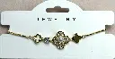 BR064 - Stainless Steel Clover Charm Bracelet with Pearl and Crystal Accents