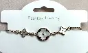 BR067 - Stainless Steel Clover Charm Bracelet with Mother-of-Pearl Inlay