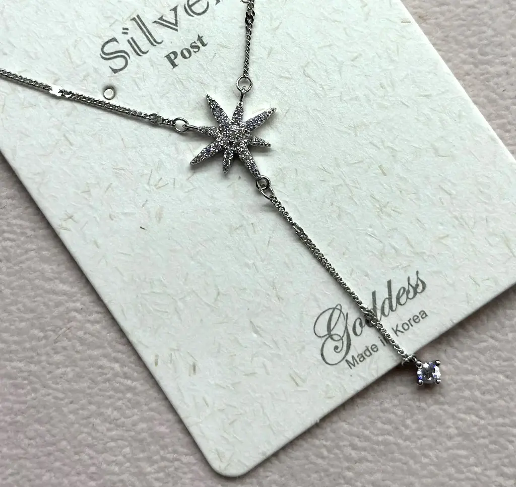 NL014 - 925 Sterling Silver Starburst Pendant Necklace