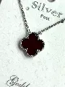 NL017 - 925 Sterling Silver Red Clover Pendant Necklace