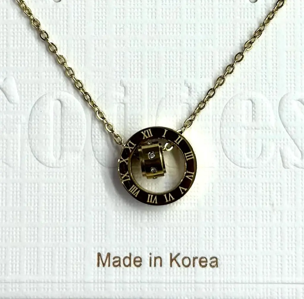 NL023 - Timeless Elegance Roman Dial Stainless Steel Necklace