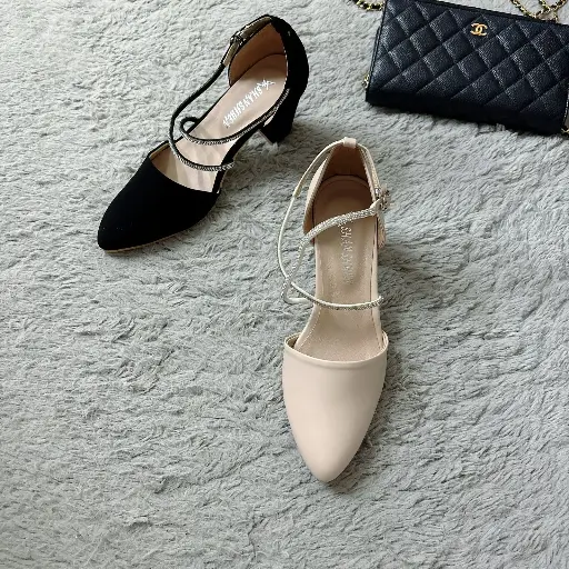 SHAN01 - Crystal-Strap Block Heels