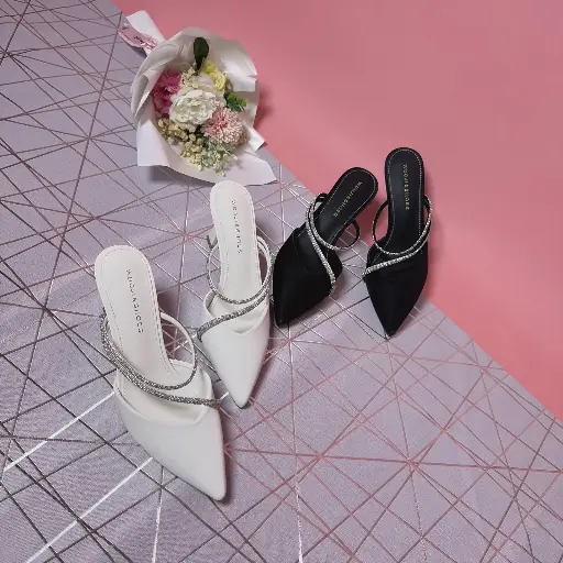 T032-40 - Rhinestone-Strap Pointed Heels