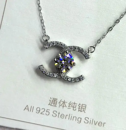 NL080 - 925 Silver Moissanite Necklace – Timeless Elegance