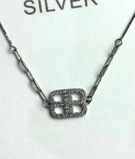 NL010 - Elegant 925 Sterling Silver Geometric Necklace
