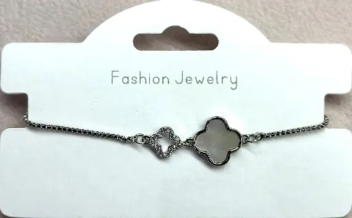 BR062 - Stainless Steel Clover Charm Bracelet