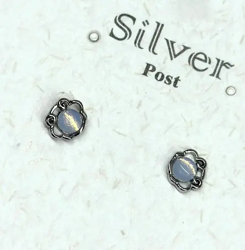 ER044 - 925 Sterling Silver Floral Moonstone Stud Earrings