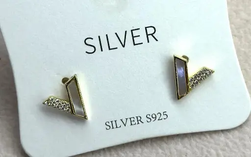 ER043 - 925 Sterling Silver V-Shaped Mother-of-Pearl Earrings