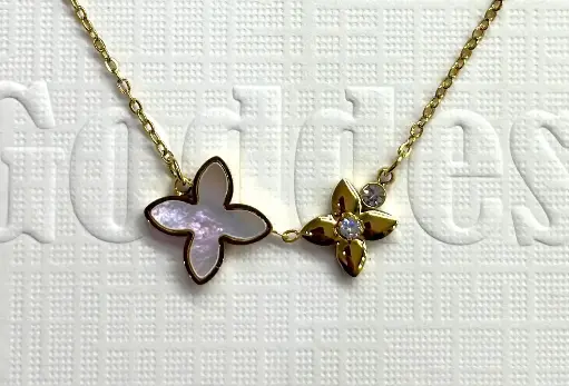 NL020 - Stainless Steel Clover & Flower Charm Necklace 