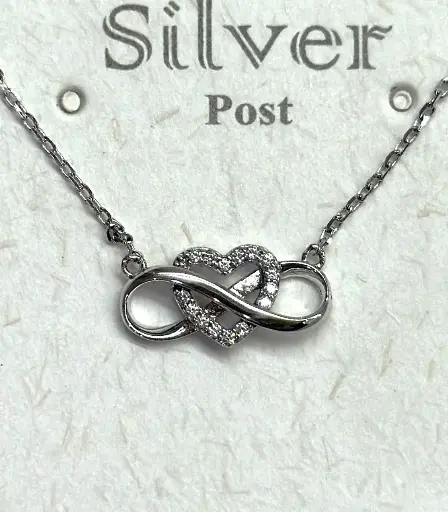 NL001 - 925 Sterling Silver Heart & Infinity Pendant Necklace