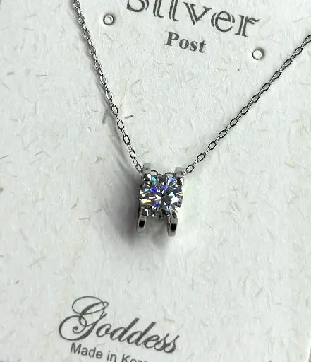NL084 - 925 Sterling Silver Moissanite Solitaire Pendant Necklace 