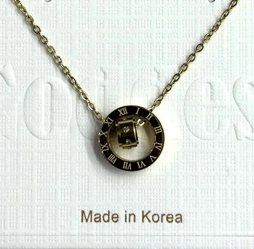 NL023 - Timeless Elegance Roman Dial Stainless Steel Necklace