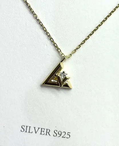 NL004 - 925 Sterling Silver Triangular Starburst Pendant Necklace